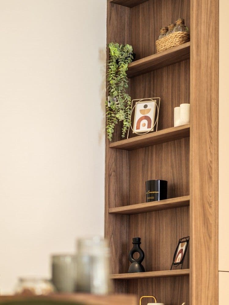 Built-in walnut shelving, 2-bedroom apartment in the Old Town, Nice